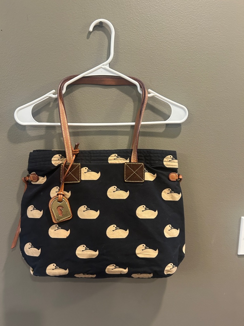 Dooney & Bourke Duck Print Canvas Tote Bag- Hot Pink Lining